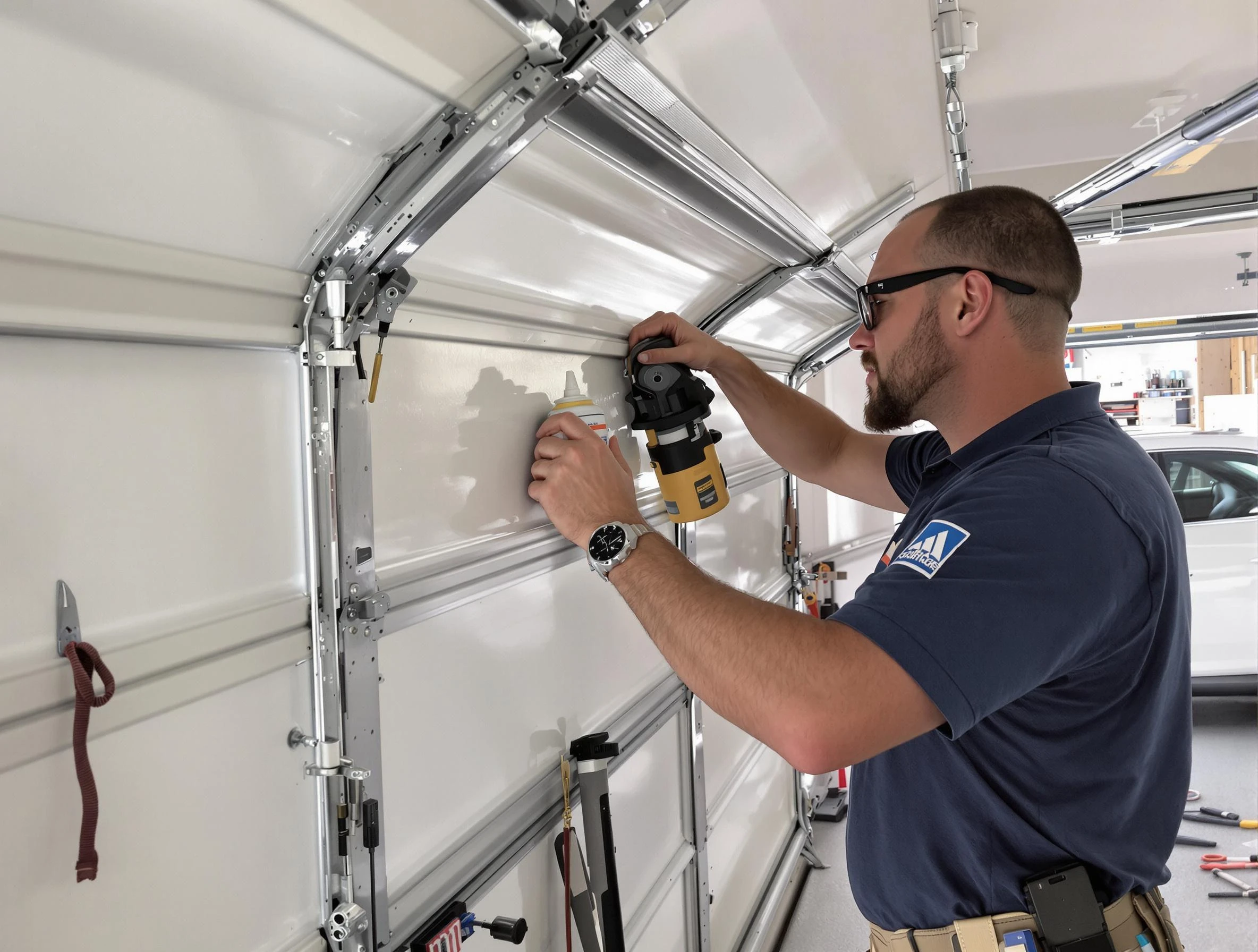 Cranford Garage Door Repair technician performing comprehensive noise reduction service in Cranford