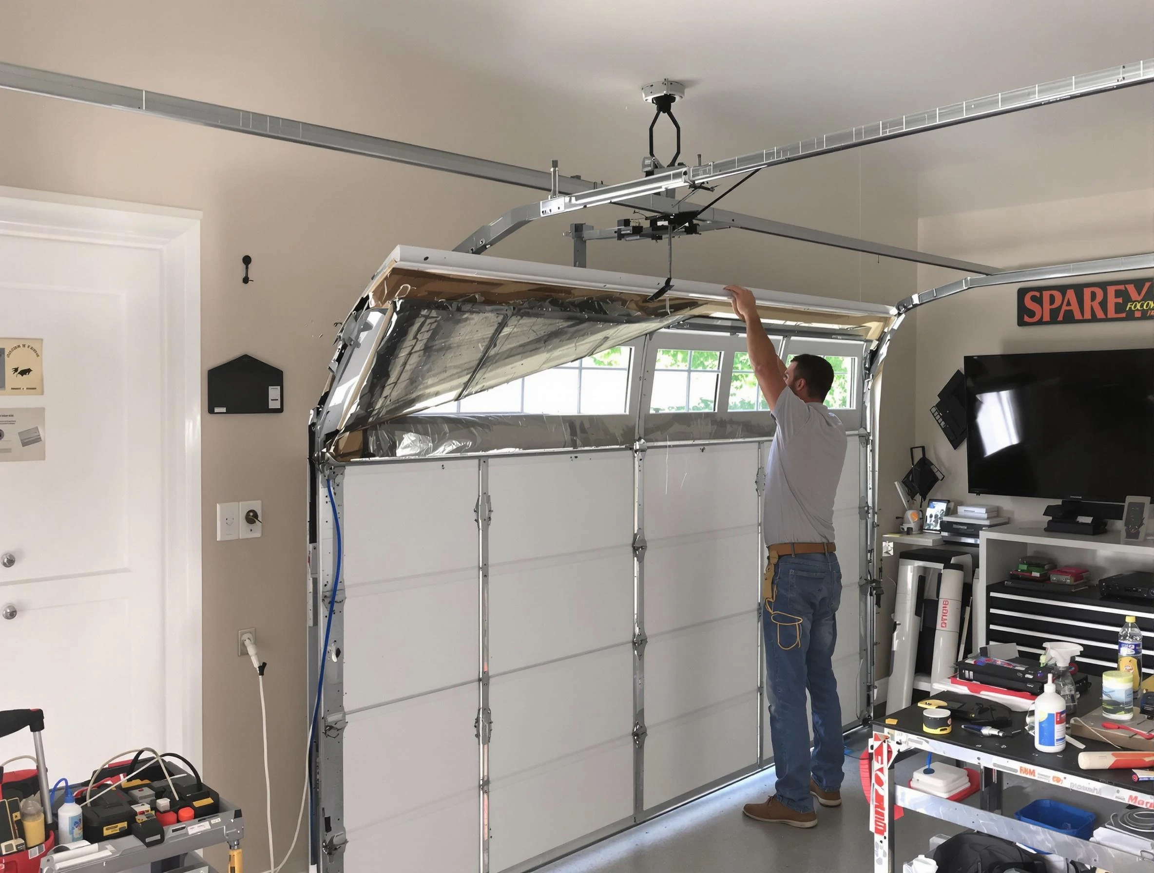 Garage door section replacement by Cranford Garage Door Repair in Cranford